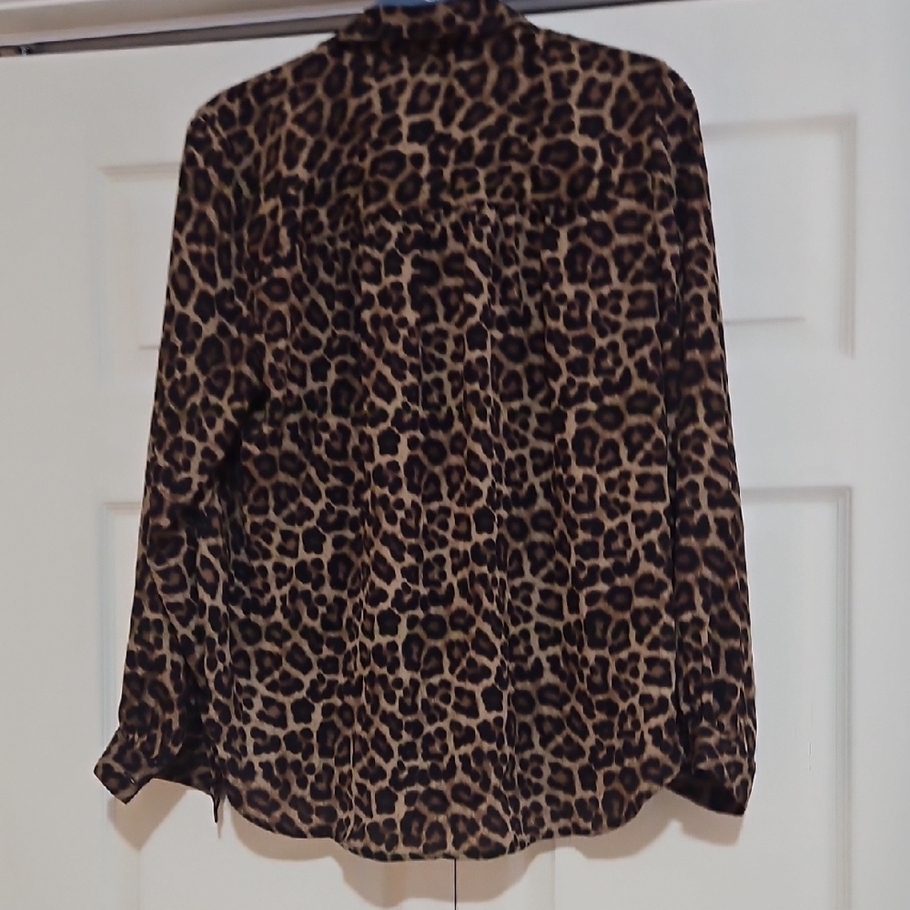 H&M Leopard Print Button-Down Shirt - Brown & Black - Picture 3 of 3